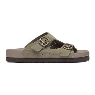 Needles Sliders, male, Gray, Size: 10 US Beige Sandals with Peace Symbol