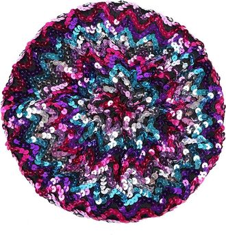 Generic Women Sparkly Sequins Beret Hat Shining Beanie Cap for Dancing Party Night Fancy Dress, Sparkly Shining Beanie Cap for Women Girls Halloween Festival 