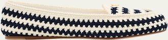 Prada Striped Cotton Crochet Ballerina Flats