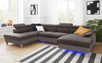 Cotta Wohnlandschaft »Komaris U-Form, B: 320 cm« mit Kopfteilverstellung, optional Bettfunktion, Bettkasten & Licht