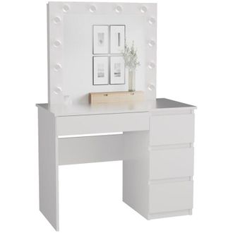 Topeshop CAROL - Vanity desk with mirror + LED lighting - 4 drawers - 98x76x51cm - Office