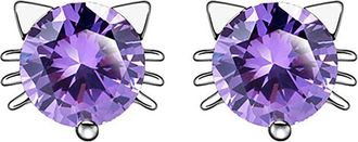 Generic s Cute Shining Cat Ear Studs Sterling Silver Zircon Earrings Jewelry Stylish Fashion Processed