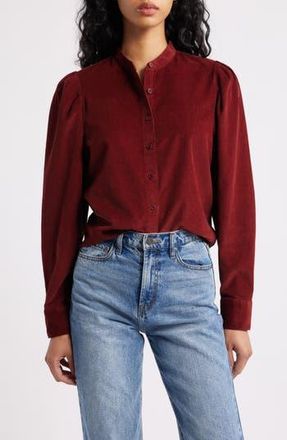 Madewell Puff Sleeve Corduroy Button-Up Shirt in Deep Redwood at Nordstrom Rack, Size Xx-Small