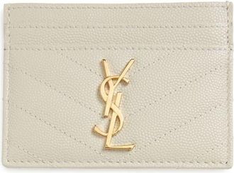 Saint Laurent Cassandre Matelass&eacute; Leather Card Case in 9207 Cremasoft at Nordstrom