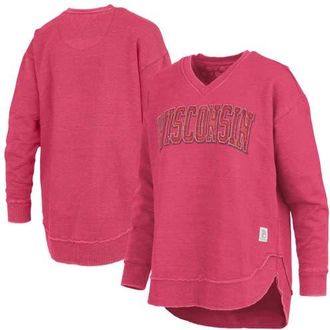 Pressbox Womens Pressbox Red Wisconsin Badgers Westin Poncho V-Neck Pullover Sweatshirt at Nordstrom, Size Medium