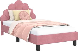 vidaXL Struttura Letto Bambini Con Testata Rosa 80 X 160 Cm Velluto Vidaxl