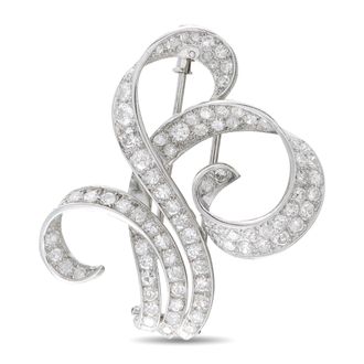 Luxury Bazaar Antique 18K White Gold 4.85ct Diamond Brooch MF11-080326