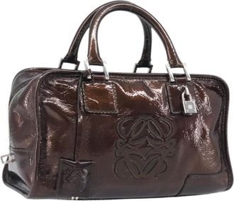 Loewe Amazona Patent Brown Patent_Leather Handbag (Pre-Owned)