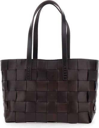 Dragon Diffusion Womens Tote Bag Woven Leather Brown
