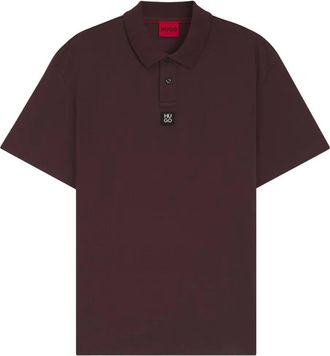 HUGO BOSS Polo con applicazione logo - Marrone