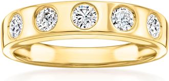 Ross-Simons Lab-Grown Diamond 5-Stone Ring in 18kt Gold Over Sterling