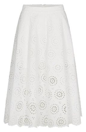 Frame Denim The Solstice Eyelet Midi Skirt in White at Nordstrom, Size 0