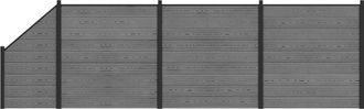 vidaXL Conjunto De Valla 619 X 186 Cm Wpc Y Aluminio Gris Vidaxl