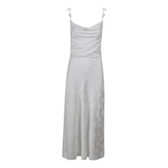 Rotate ROTATE Birger Christensen, Midi Dresses, female, White, Size: XS Midi Dress with Three-Dimensional Floral Details