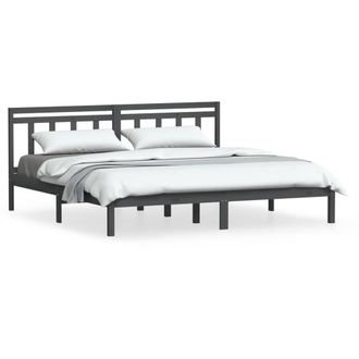 Berkfield Home Bed Frame Grey Solid Wood Pine 200x200 cm