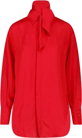 SA SU PHI Red Voluminous Sleeve Scarf Detail Blouse