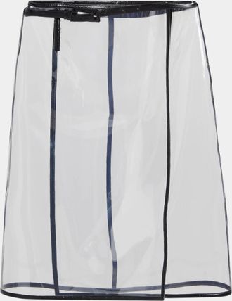 Tom Ford Glass-Effect Techno Leather-Trim Belted Wrap Skirt