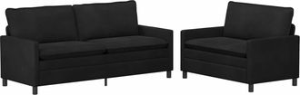 vidaXL Juego De Sof&aacute; 2 Uds. Negro Terciopelo Vidaxl