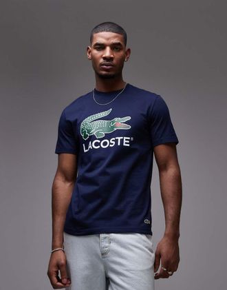 Lacoste t-shirt in navy with big classic croc logo print