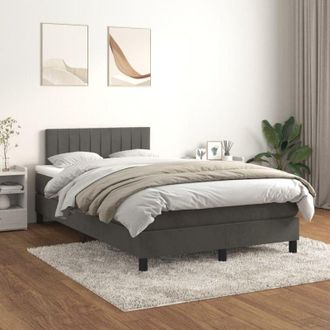 vidaXL Vidaxl - Cama Box Spring Con Colch&oacute;n Terciopelo Gris Oscuro 120x200 Cm