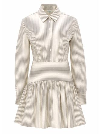 Staud Rocco Fitted Stripes Flared Mini Dress