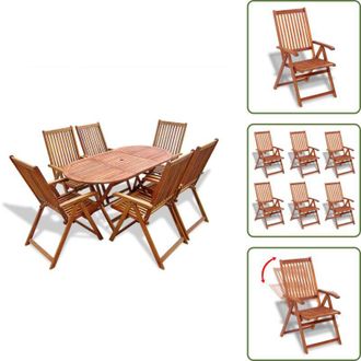 vidaXL Tavolo pieghevole - vidaXL Set da Pranzo da Giardino 7 pz in Legno Massello di Acacia - Sedie pieghevoli