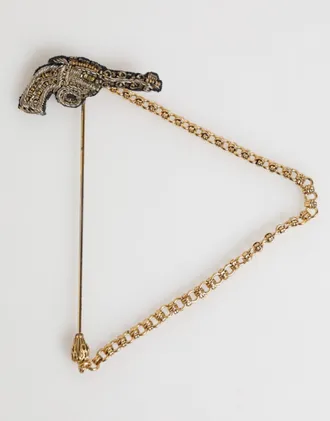 Dolce & Gabbana Revolver-Design Brass Brooch Brooch - Gold