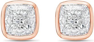 Diana M. Jewels 14KT ROSE GOLD LAB GROWN CUSHION CUT STUDS IN A BEZEL SETTING WEIGHING 5.00 CTS TW