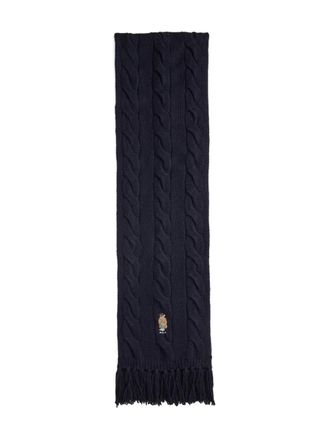 Polo Ralph Lauren cable-knit embroidered scarf - Blue