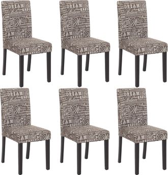 Hhg Hhg - Nunca Usado] Juego De 6 Sillas De Comedor Silla De Cocina Littau, Textil Con Letras, Gris, Patas Oscuras