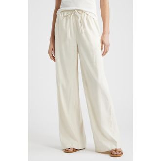 Nordstrom Linen Blend Drawstring Pants in Ivory Birch at Nordstrom, Size Xx-Small