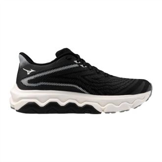Mizuno Womens Wave Horizon 8 Wide Running Shoes In Black-White