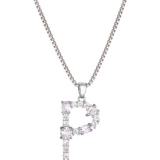 Adornia Mixed Crystal Initial Pendant Necklace in Silver-P at Nordstrom Rack