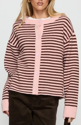 Princess Polly Darnelle Stripe Cardigan in Pink Stripe at Nordstrom, Size 4