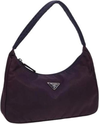 Prada Pre-owned Shoulder Bags, female, Purple, Size: ONE SIZE Pre-owned Nylon Shoulder Bag