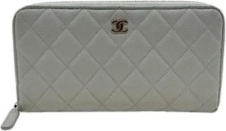 Chanel Pre-owned Matelasse Long wallet - Dames - Vintage Accessoires - Grijs - ONE Size - Leer - Vintage