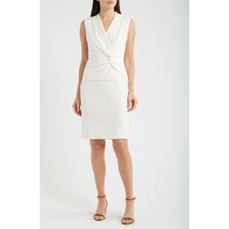 Anne Klein Twist Front Sheath Dress in White Dove at Nordstrom, Size 10