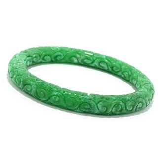 Dallas Prince Designs Carved Jade Choice of Size Slip-on Bangle Bracelet