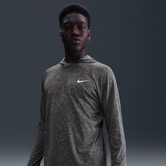 Nike Mens Swim Hydroguard Essential Dri-FIT UV Long Sleeve Hooded Top in Black | NESSB669-001