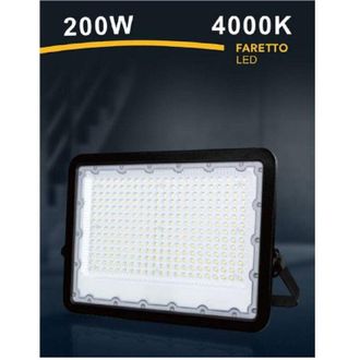Trade Shop Trade Shop Traesio - Trade Shop - Faro Led 200 W Ultra Slim Esterno Nero Ip65 Luce Fredda Naturale Calda Fs200w-n