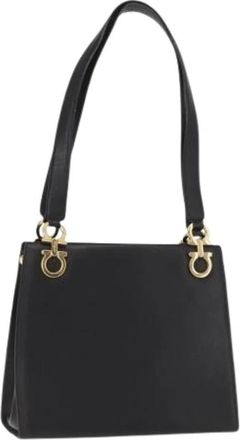 Ferragamo Pre-owned Shoulder Bags, female, Black, Size: ONE SIZE Pre-owned Leather Shoulder Bag