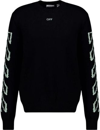 Off-white Diag Outline Knit Jumper - Heren - Ronde hals truien - Zwart - M - Truien & Vesten