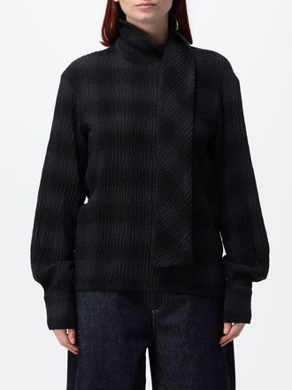 Tela Check Wool-Blend Blouse with Pussy-Bow Neck and Dropped Shoulders
