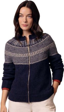 Celtic & Co. British Wool Yoke Stitch Cardigan in Navy /Oatmeal at Nordstrom, Size X-Large