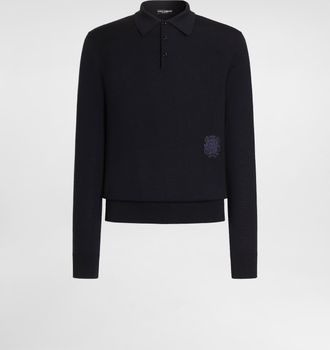 Dolce & Gabbana Virgin Wool Polo Shirt - Man Sweaters And Cardigans Blue 44