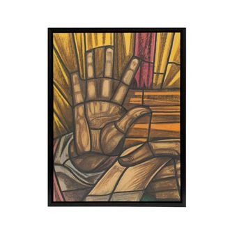 Artery8 St Luke Hand Design for Dom Church Holst Framed Canvas Wall Art Print | Size: W24 x H32