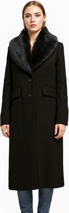 Only Langmantel ONLY ONLANNIE LIFE FUR COLLAR COAT CC OTW, Damen, Gr. M, schwarz, Web, Obermaterial: 80% Polyester, 20% Wolle, unifarben, regular fit lang,