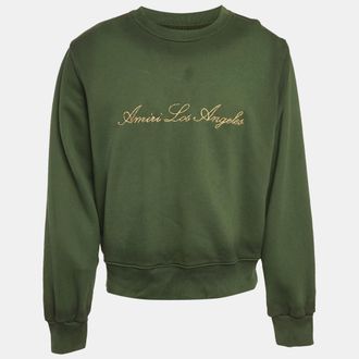 Amiri Green Logo Embroidered Cotton Knit Sweatshirt