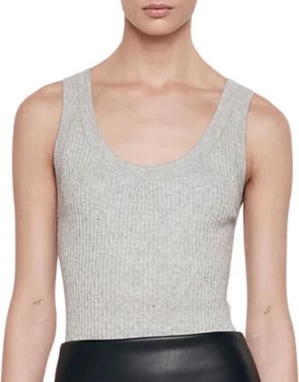 Enza Costa Cashmere Cotton Pointelle Knit Tank In Light Heather Grey