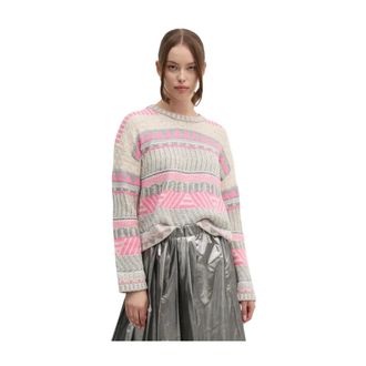 Oui Truien & Vesten, Dames, Veelkleurig, S, Gebreide trui met patroon